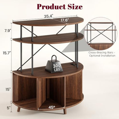 Large Record Player Stand with Power Outlets, 35.4" Turntable Stand