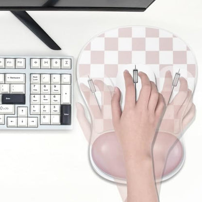 Checkered Mouse Pad with Gel Wrist Rest Support, Ergonomic Cooling Mousepad