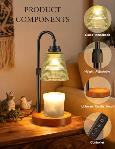 Candle Warmer Lamp with Timer Dimmable, Lamp Candle Warmer Birthday Gifts for Women, Black Adjustable Wax Melter Warmer for Jar Candles, House Warming Gift Home Decor