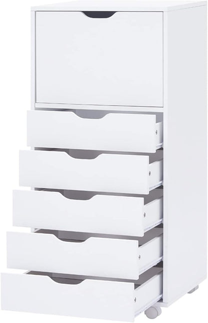 Naomi Home Carly 6-Drawer Craft & Office Storage Cabinet – Rolling Storage Drawers with Lockable Casters, Compact for Craft Rooms, Offices, Under Desk, 18.8" D x 15.7" W x 41.3" H