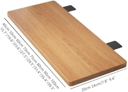 Wood Foldable Desk Extender Tray,Large Size Clamp-on Keyboard Tray,Table Mount Shelf Armrest Support for Home Office Dorm Floating Table(75x24cm(30x9inch), Wood B)