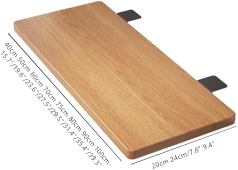 Wood Foldable Desk Extender Tray,Large Size Clamp-on Keyboard Tray,Table Mount Shelf Armrest Support for Home Office Dorm Floating Table(50x20cm(20x8inch), Wood B)