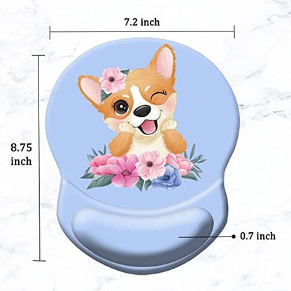 Ergonomic Wrist Support Mouse Pad - Comfortable Computer Mouse Pad with Non-Slip PU Base for Home Office Working Gaming (Pretty Dog)