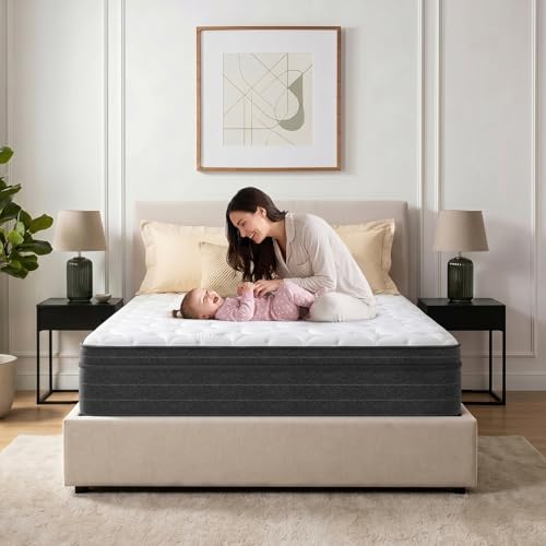 12 Inch Queen Hybrid Mattress in a Box, Medium Firm, Gray