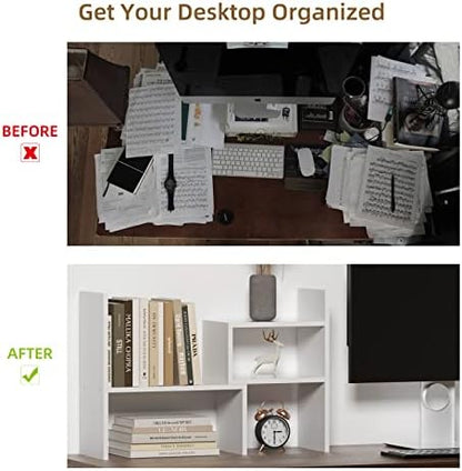 TY ARTS & CULTURE Expandable Wood Desktop Organizer Countertop Bookshelf