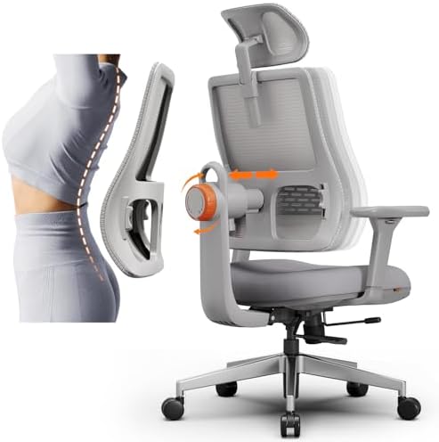 Newtral Ergonomic High-Back Office Chair, Home Office Desk Chair with Auto-Following Lumbar Support, Adjustable Headrest, 3D Armrest, Seat Depth & Heigh Adjustable, 96°-126° Recline