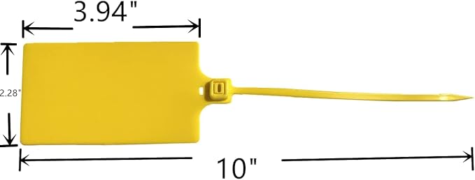 Blank Waterproof Plastic Tags Marker Ties Large Labeling Tags Fastener 2.28"×3.94" 200pcs,Yellow