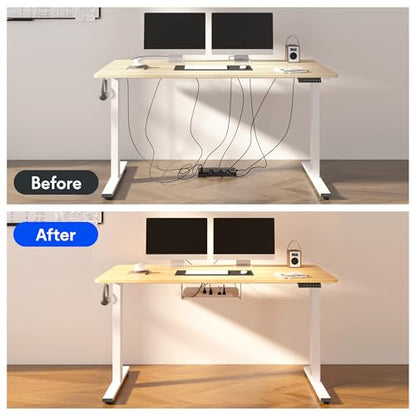 FLEXISPOT EN2 55"x28" Whole-Piece Standing Desk with Power Strip, Maple