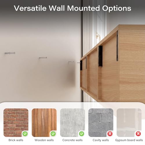 58" Floating TV Stand Wall Mounted with Power Outlet, Natural