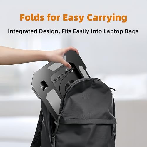 Laptop Stand for Desk - Ergonomic All Metal Alloy Computer Riser, 360° Rotating & Adjustable & Foldable, with Large Hollow Cooling, Stable Holder for MacBook, Dell, HP, Notebook(10-17"), Blk