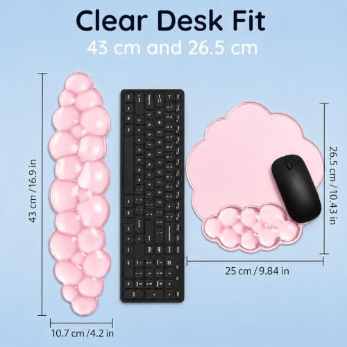 Cloud Gel Wrist Rest Set for Keyboard and Mouse – Ergonomic Wrist Support for Keyboard & Mouse Pad – Non-Slip Desk Wrist Support for Computer, Laptop & Gaming (Pink)
