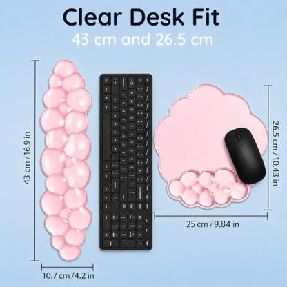 Cloud Gel Wrist Rest Set for Keyboard and Mouse – Ergonomic Wrist Support for Keyboard & Mouse Pad – Non-Slip Desk Wrist Support for Computer, Laptop & Gaming (Pink)