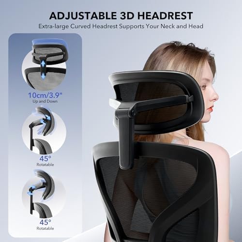 Ergonomic Office Chair Mesh – Adjustable Lumbar 3D Armrests High-Back Desk