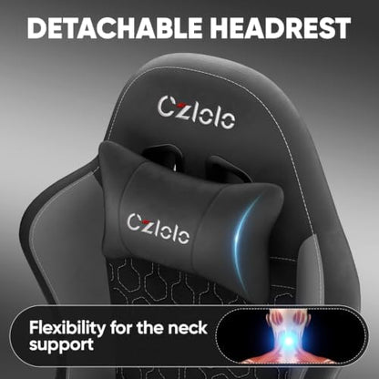 Czlolo Fabric Big and Tall Gaming Chair with Extended Footrest