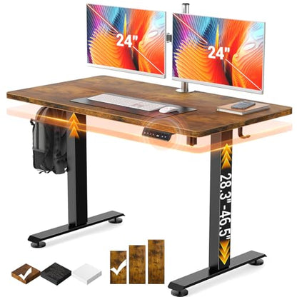 47.2 Inch Large Electric Standing Desk, Gaming Table, Brown