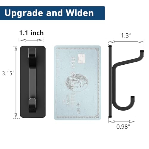 13LB Strong Stick-on Hooks for Coat & Towel, Black 4 Pack