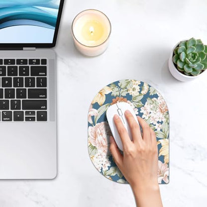 Contoured Oval Mouse Pad 6x8in Non-Slip for Laptop,Floral