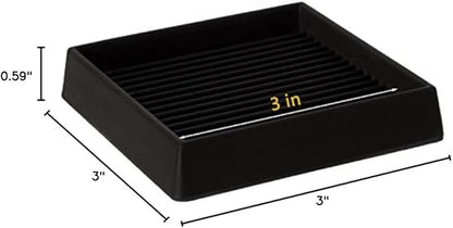 VOCOMO 3X3 Rubber Caster Cups, Non Slip Furniture Pads, Anti-Slip Furniture Gripper, Anti Skid Furnitures Feet, Anti Slide Floor Protector for Bed Couch Stoppers (4 Pack, Black)