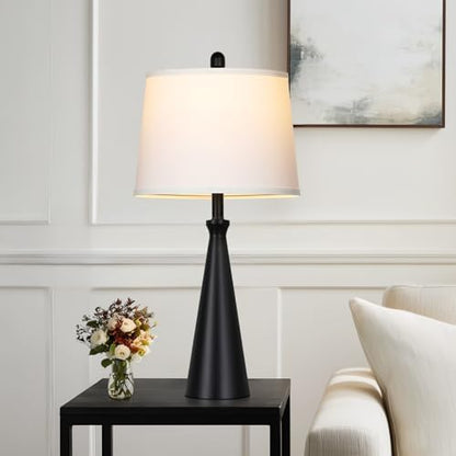 Rinweey 28" Black Table Lamps Set of 2, Touch Control Tall Living Room Lamp with USB A+C Ports,3-Way Dimmable Bedside Lamps for Nightstand,Modern Metal Bedroom Lamp,2 Bulbs Included