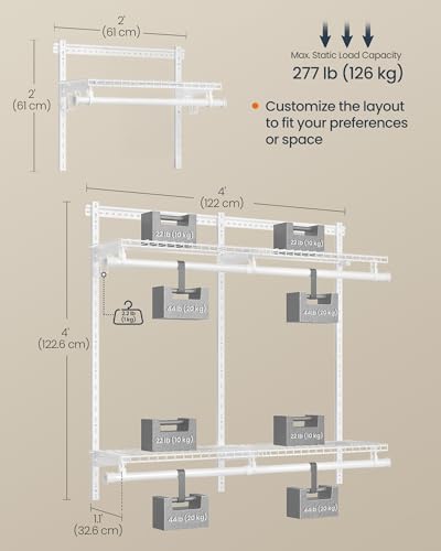 Closet System, Closet Insert Organizer, 3-6 ft Closet Shelves