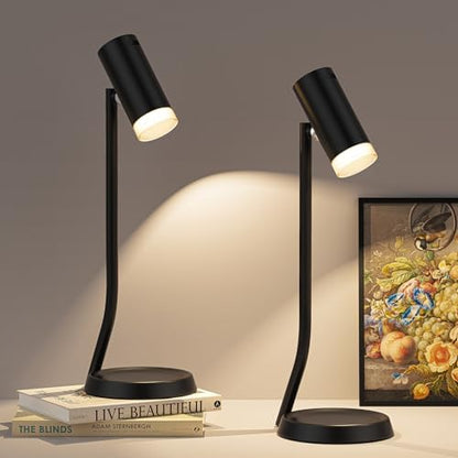 PESUTEN Cordless Table Lamps, Battery Operated Portable Table Light with Magnetic Adjustable Angle Head, 5000mAh Rechargeable Lamp with CCT Dimming for Patio Party Restaurant Dining Home 2 Packs