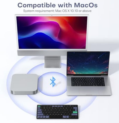 OMOTON Wireless Keyboard for Mac, Bluetooth Stable, No Numpad, Travel Size