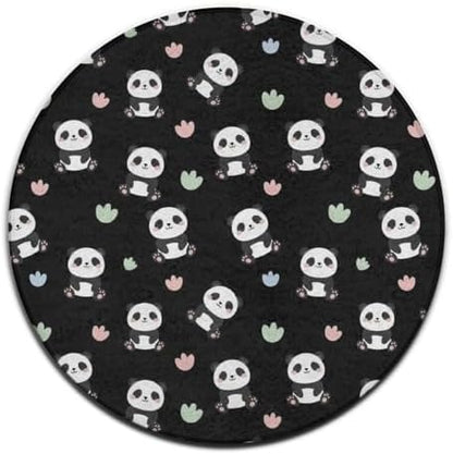 Fashion Round Area Rug Large Non Slip Carpet, Cute Cartoon Panda Unisex Home Decor Mat, 36inch