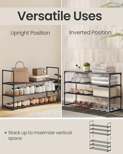 Shoe Rack, 3-Tier Shoe Organizer, Metal Storage Shelf