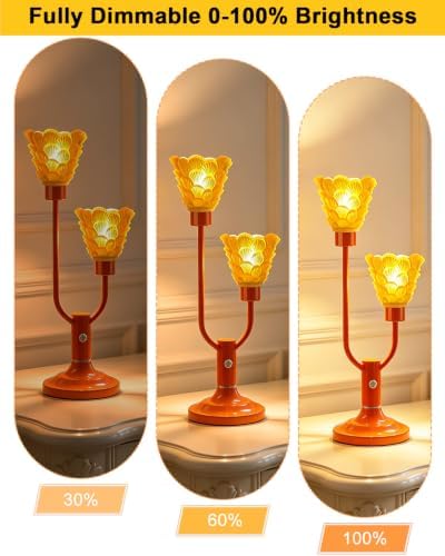 Mid Century Modern Table Lamp Dimmable Orange Vintage Lamp Gift