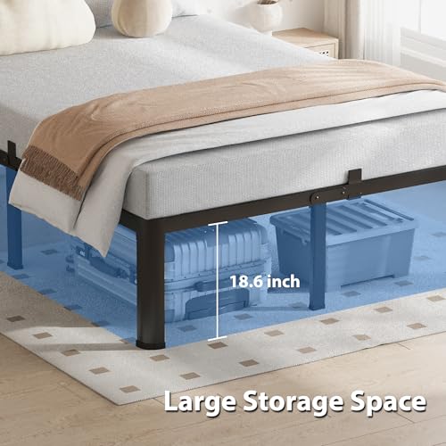 20 Inch Queen Bed Frame with Round Corners No Box Spring Needed