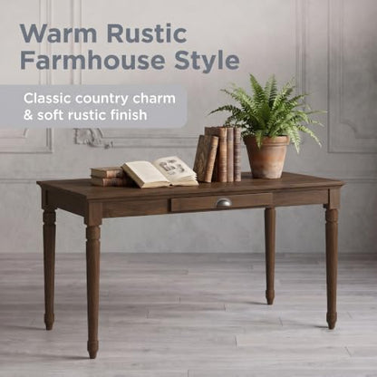 60" Rustic Farmhouse Wood Writing Desk with Storage Drawer