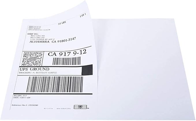 BESTEASY Round Corner Half Sheet Self Adhesive Shipping Labels for Laser and Ink Jet Printers, White Blank (4000 Sheets, 8000 Labels)