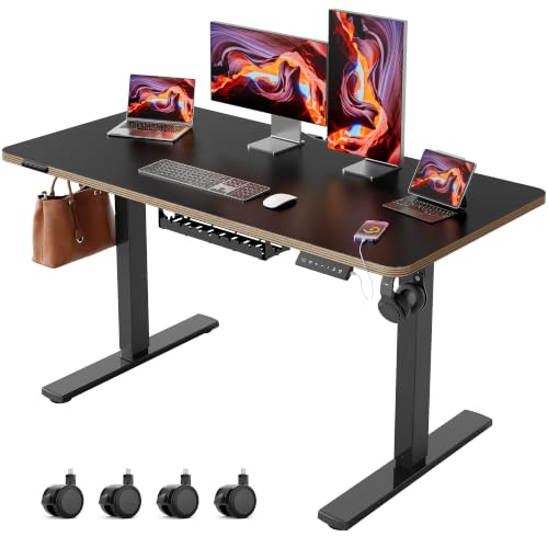 48 Inch Standing Desk with Wheels, USB-C Port, Cable Management