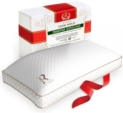 Royal Therapy Queen Memory Foam Pillow, Adjustable Shredded Odor-Free Pillow for Neck & Shoulder Pain Relief, Support for Back, Stomach, Side Sleepers, AirFlowPRO