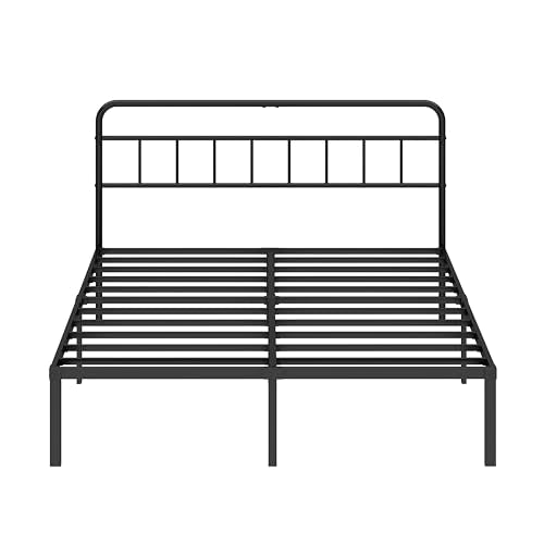 King Bed Frame with Classic Headboard, Black
