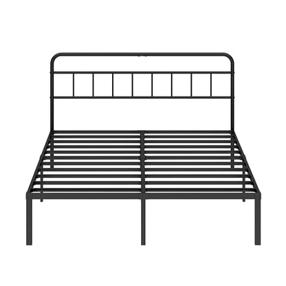 King Bed Frame with Classic Headboard, Black