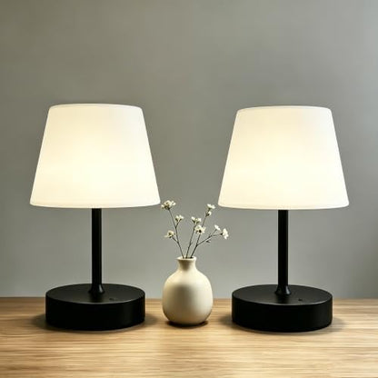 Cordless Table Lamp, Rechargeable Shower Lamp - Black Set of 2