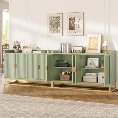 47" Fluted Sideboard with Storage Cabinet, Adjustable Shelf, Green