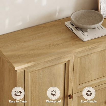 63" Large Farmhouse Sideboard Buffet Cabinet with Storage, Natural