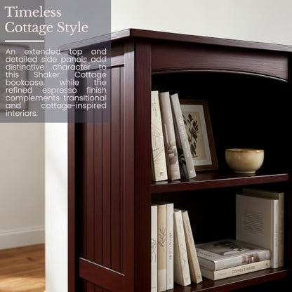 Shaker Cottage 4-Shelf Bookcase, Espresso, 22”W x 48”H
