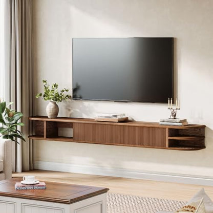 71" Floating TV Stand Up to 90'' TVs, Solid Wood Media Console