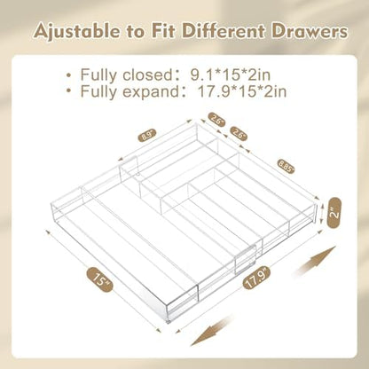 Briwooody 2 Pcs Acrylic Drawer Organizer, 15 x 18 x 2'', 7 Compartments