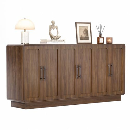 65.7" Sideboard Cabinet, 6-Door Storage Credenza,Walnut
