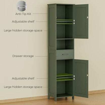 67" H Tall Bathroom Storage Cabinet with Barn Doors and Drawer