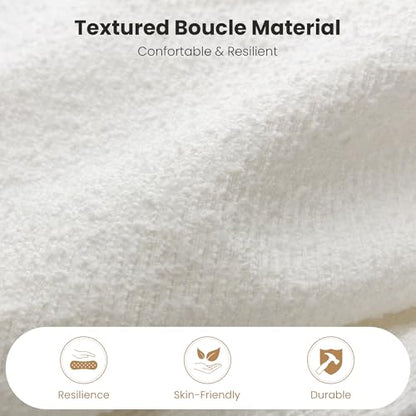 Boucle Upholstered Queen Size Bed Frame, White