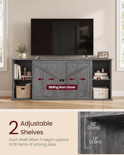 Farmhouse TV Stand for 65'' TV, Media Console, Sliding Barn Doors