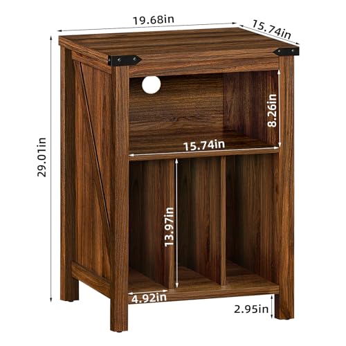 Record Player Stand with Vinyl Record Storage,Rustic Brown