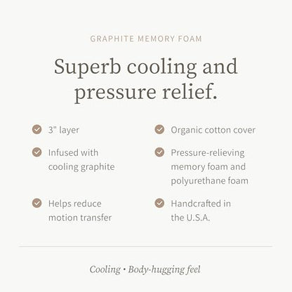 Graphite Memory Foam Mattress Topper, 3" Memory Foam Layer