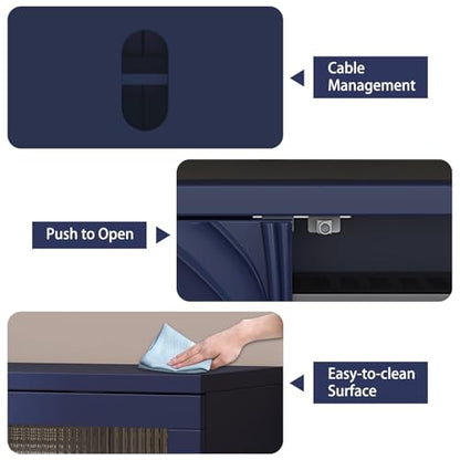TV Console for Living Room, Blue, 75"