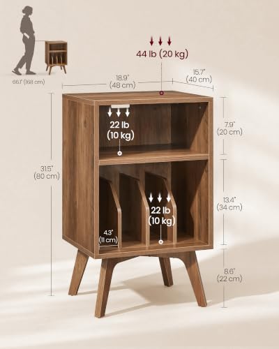 End Table, Mid-Century Record Player Stand, Holds 160 Albums